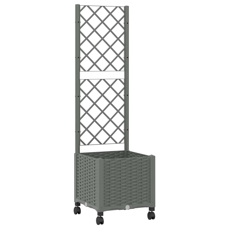 Jardinera Con Enrejado Y Ruedas Gris Claro 40 X 40 X 146 Cm Pp