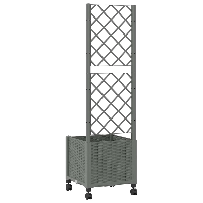 Jardinera Con Enrejado Y Ruedas Gris Claro 40 X 40 X 146 Cm Pp