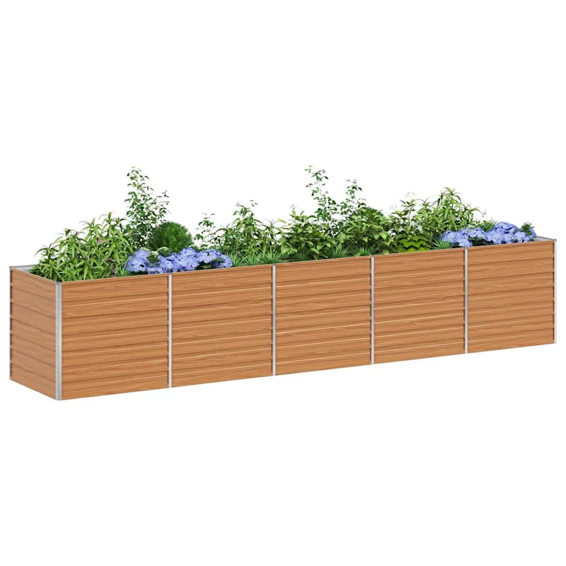 Arriate Elevado Marrón Claro 400 X 80 X 77 Cm Acero Galvanizado