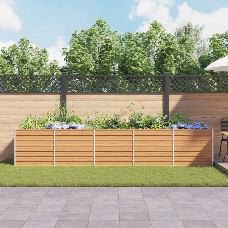 Arriate Elevado Marrón Claro 400 X 80 X 77 Cm Acero Galvanizado