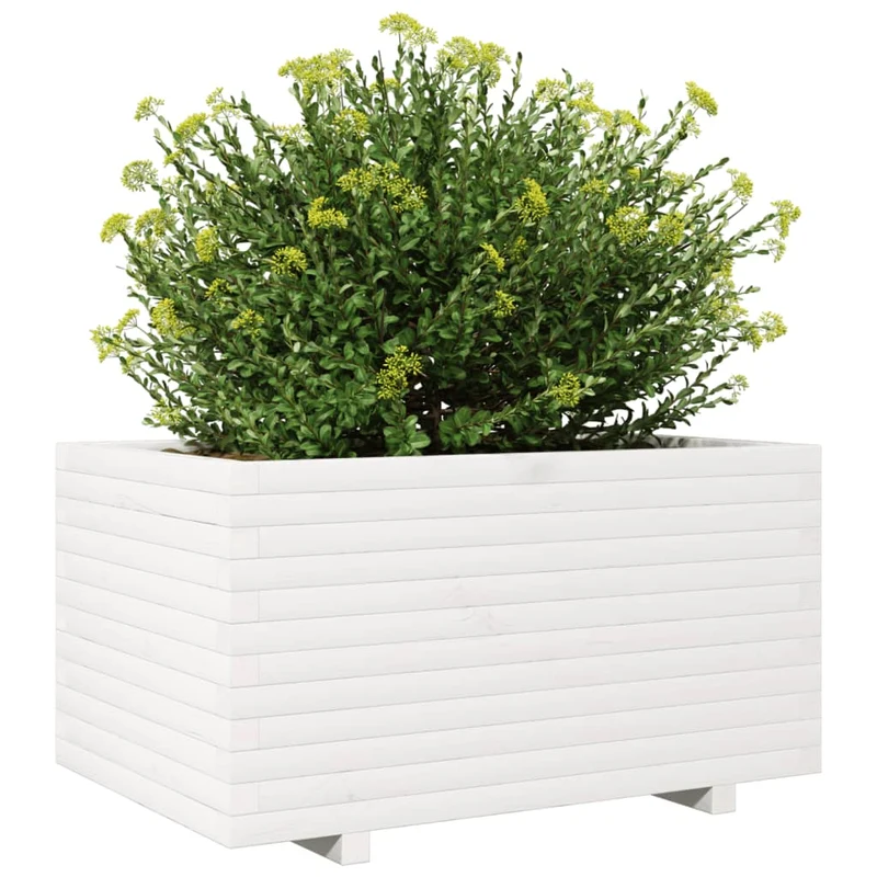 Jardinera Madera Maciza De Pino Blanco 90x60x49,5 Cm
