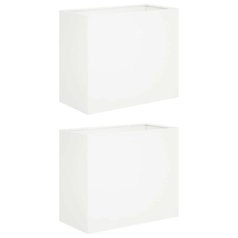 Macetero De Jardín 2 Uds. Blanco 60 X 30 X 40 Cm