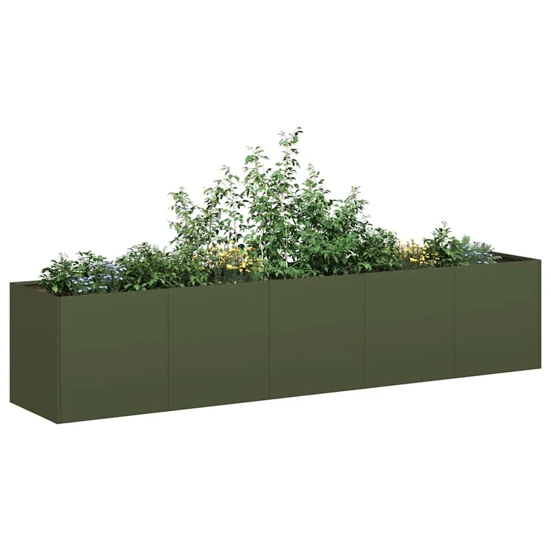 Jardinera De Acero Laminado En Frío Verde Oliva 200x40x40 Cm