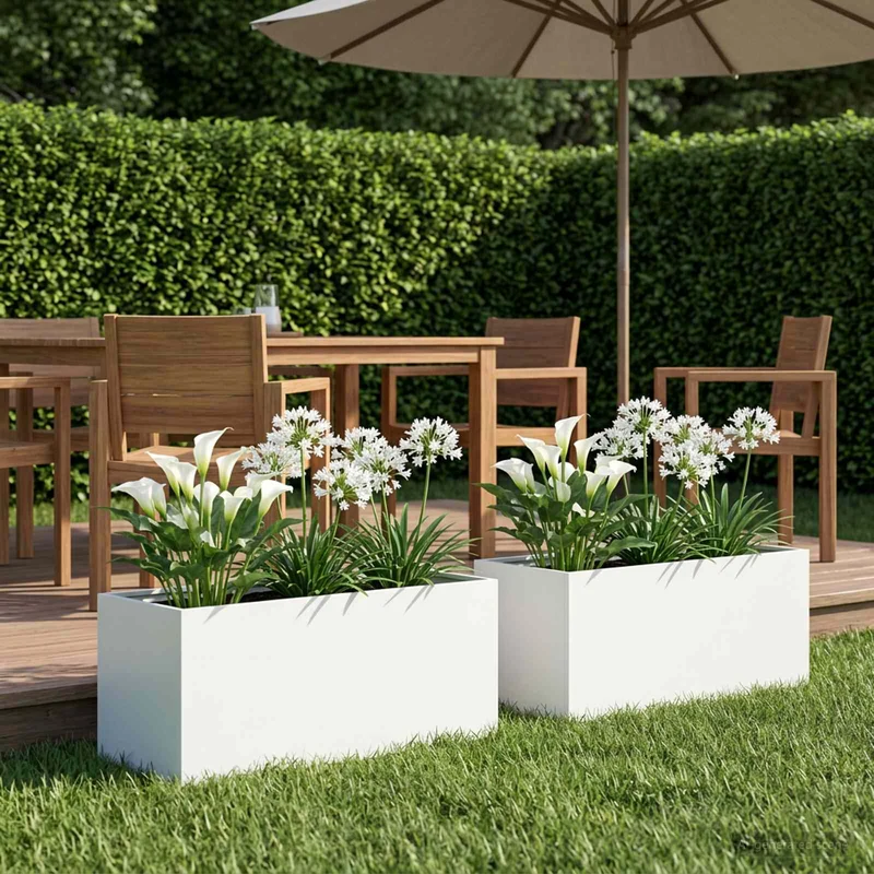 Macetero De Jardín 2 Uds. Blanco 80 X 40 X 40 Cm