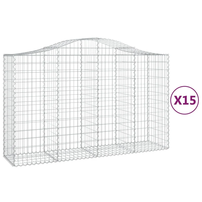Cestas Gaviones 15 Uds Forma De Arco Hierro 200x50x120/140 Cm