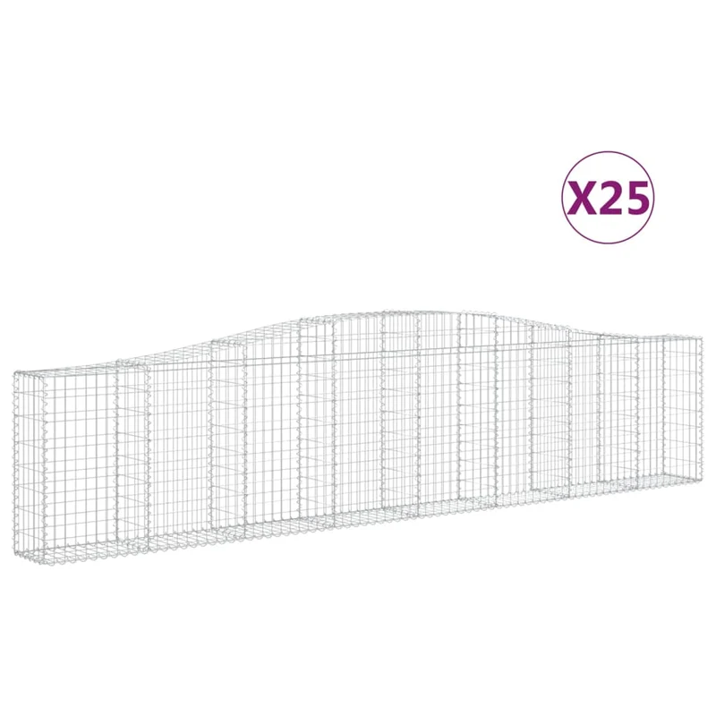 Cestas De Gaviones 25 Uds Forma De Arco Hierro 400x30x80/100 Cm