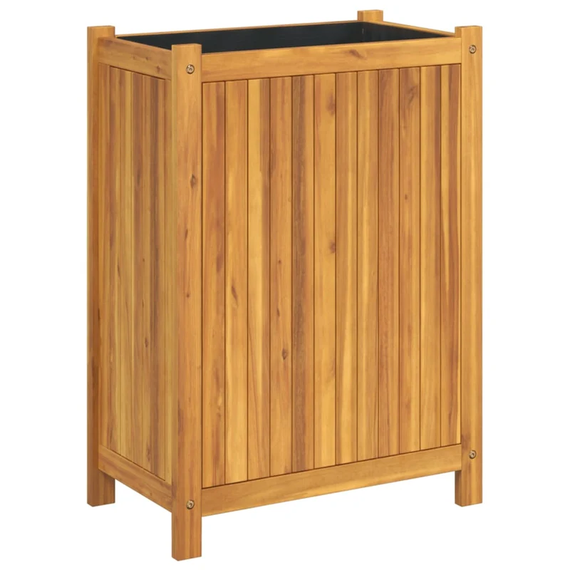 Jardinera Con Forro Madera Maciza De Acacia 54x31x75 Cm