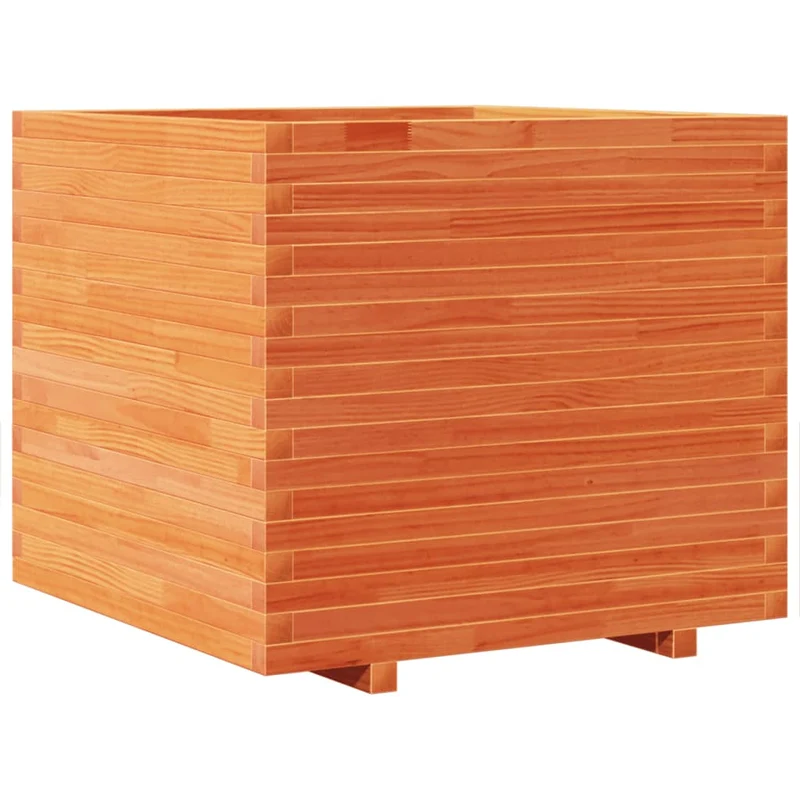 Jardinera Madera Maciza De Pino Marrón Cera 80x80x72 Cm
