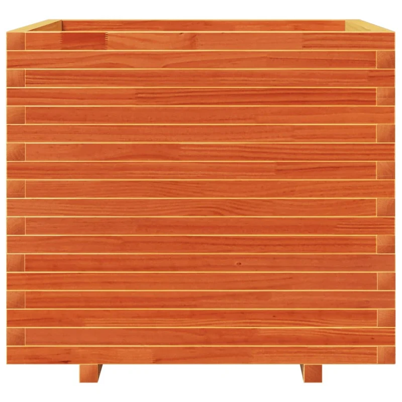 Jardinera Madera Maciza De Pino Marrón Cera 80x80x72 Cm