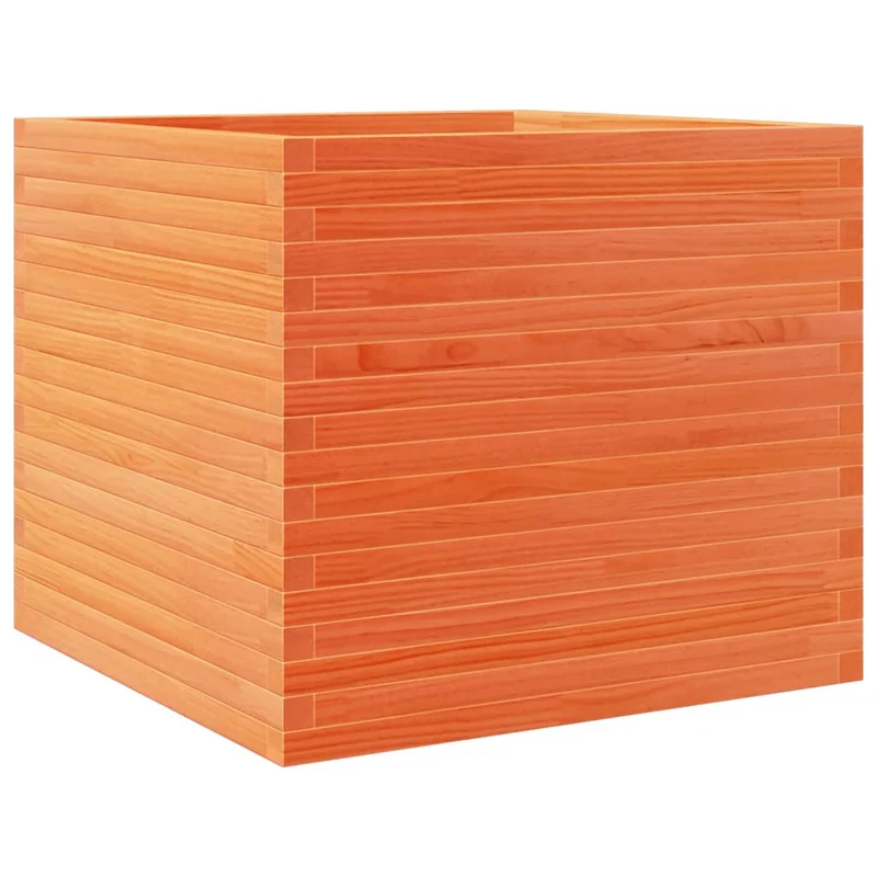 Jardinera Madera Maciza De Pino Marrón Cera 80x80x68,5 Cm