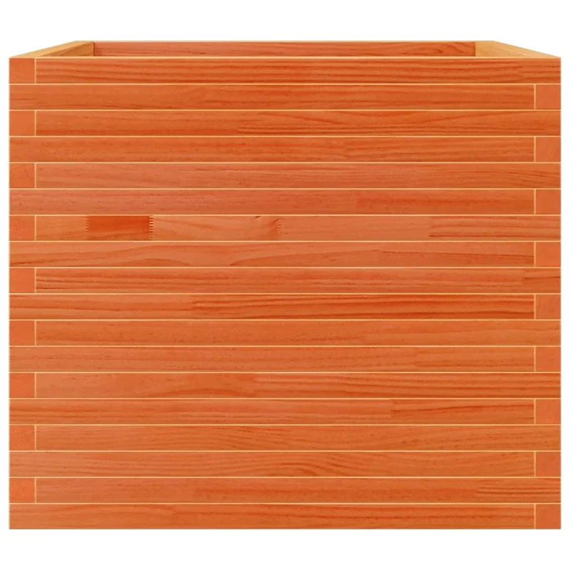 Jardinera Madera Maciza De Pino Marrón Cera 80x80x68,5 Cm