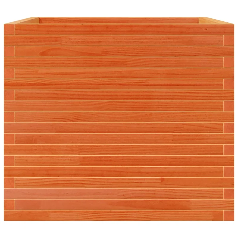 Jardinera Madera Maciza De Pino Marrón Cera 80x80x68,5 Cm