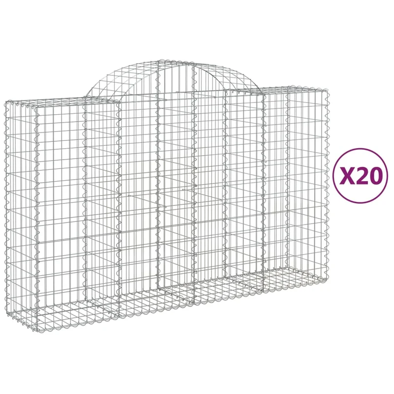 Cestas Gaviones 20 Uds Forma De Arco Hierro 200x50x120/140 Cm