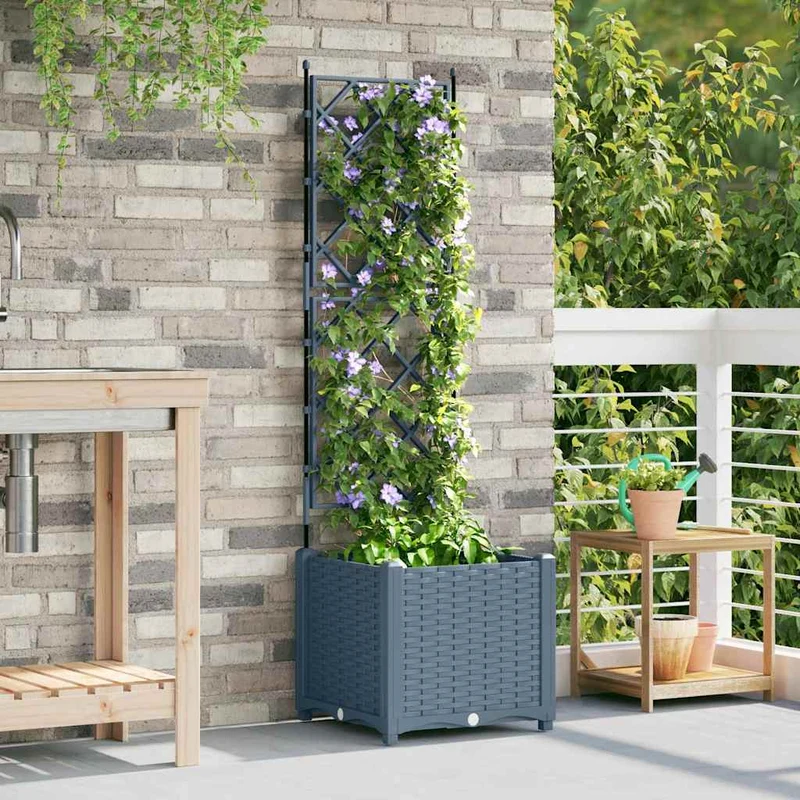 Macetero De Jardín Gris Claro 40 X 40 X 143 Cm Pp