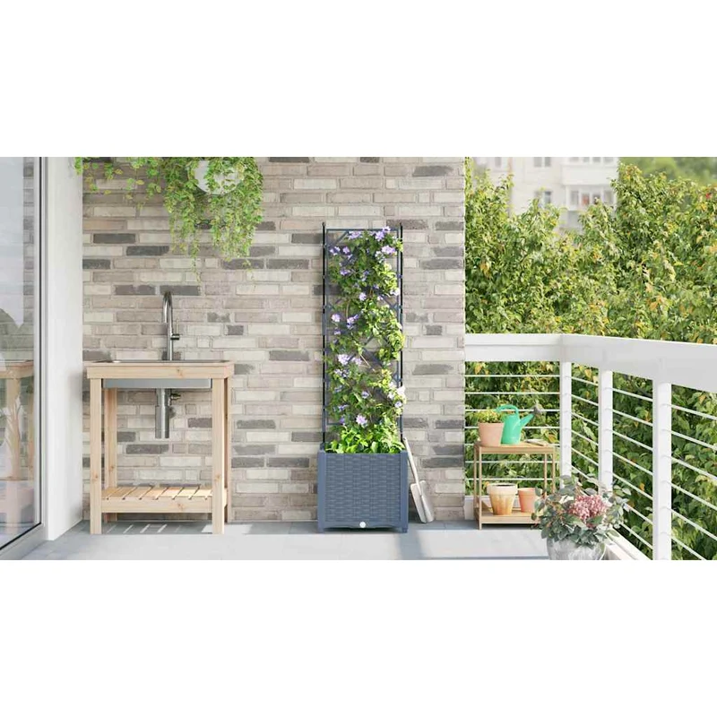 Macetero De Jardín Gris Claro 40 X 40 X 143 Cm Pp