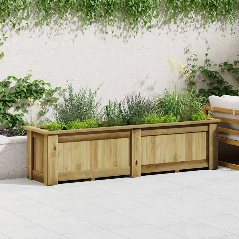 Arriate De Madera De Pino Impregnada 196x50x50 Cm