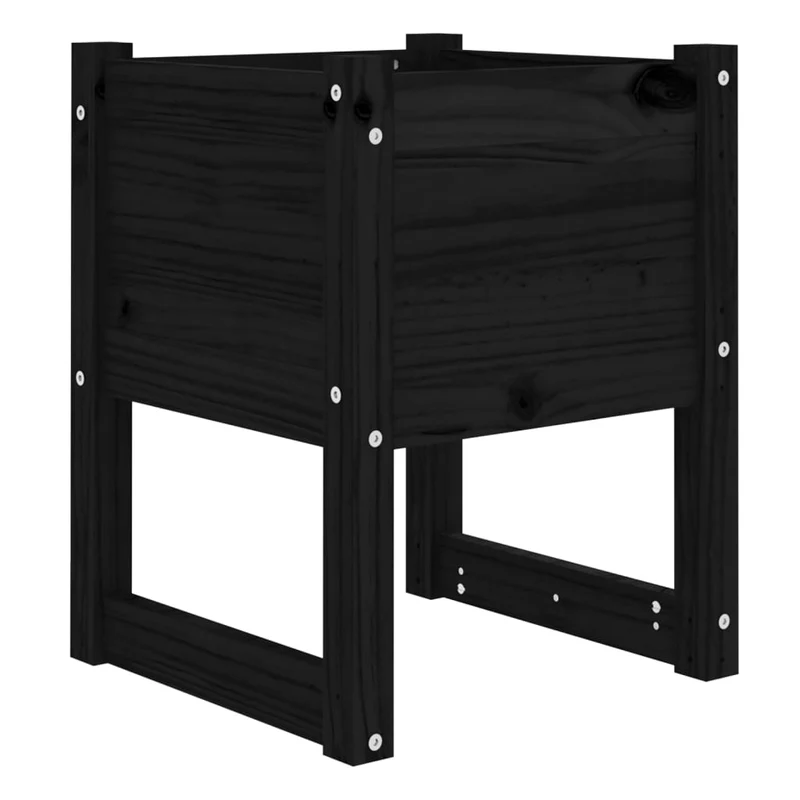 Jardinera 2 Unidades Madera Maciza De Pino Negro 40x40x52,5 Cm