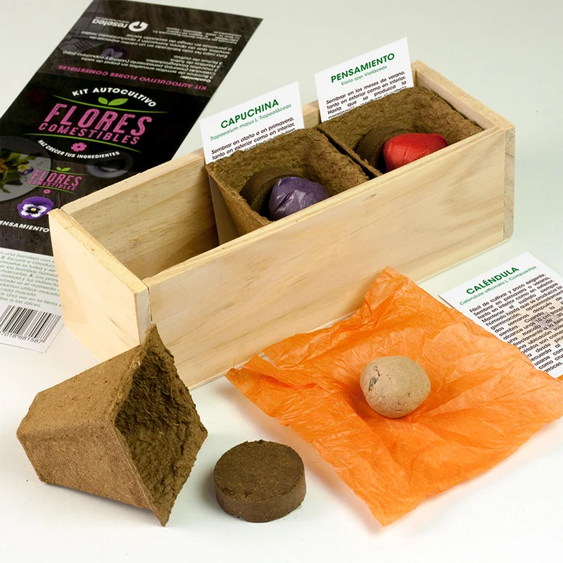 Kit Autocultivo Flores Comestibles Caléndula, Pensamiento y Capuchina | Regalo Gourmet - Resetea