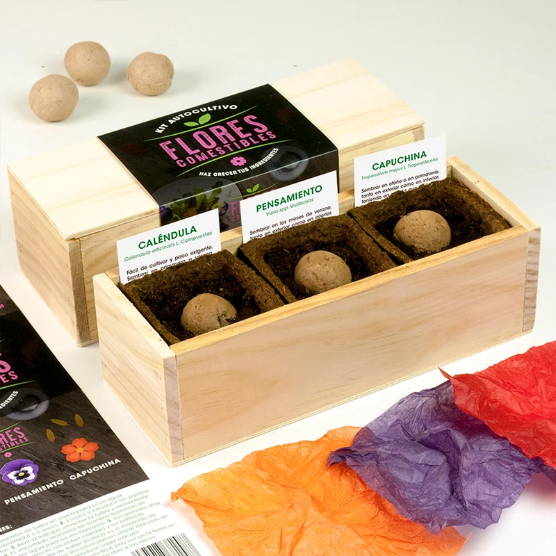 Kit Autocultivo Flores Comestibles Caléndula, Pensamiento y Capuchina | Regalo Gourmet - Resetea