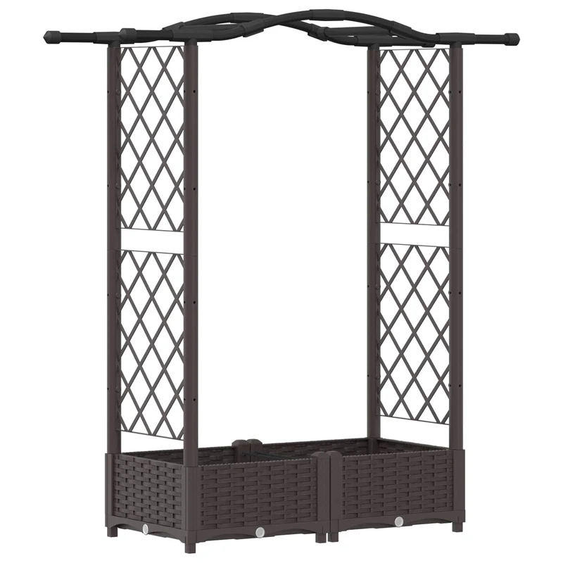 Cama Elevada Con Trellis Y Techo Marrón 124 X 40 X 123 Cm Pp