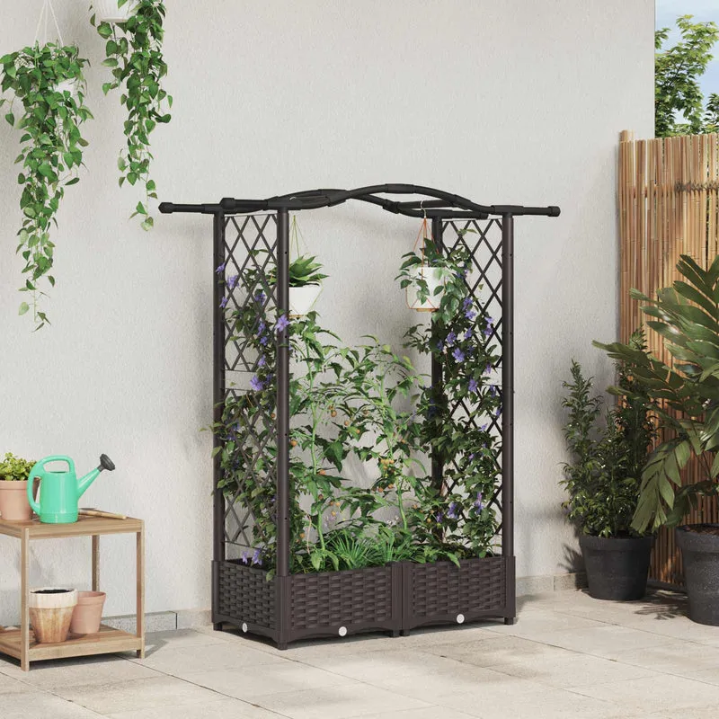 Cama Elevada Con Trellis Y Techo Marrón 124 X 40 X 123 Cm Pp