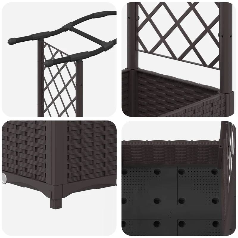 Cama Elevada Con Trellis Y Techo Marrón 124 X 40 X 123 Cm Pp