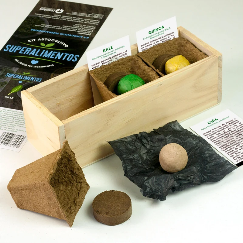 Kit Autocultivo Superalimentos Chía, Kale y Quinoa | Regalo Foodie y Vida Saludable - Resetea