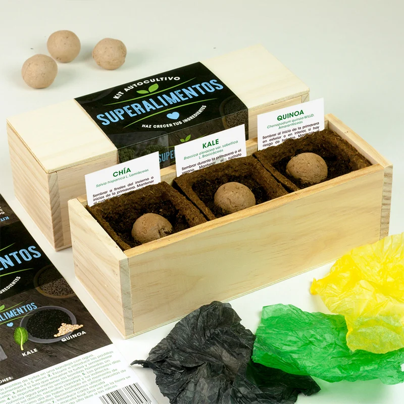 Kit Autocultivo Superalimentos Chía, Kale y Quinoa | Regalo Foodie y Vida Saludable - Resetea