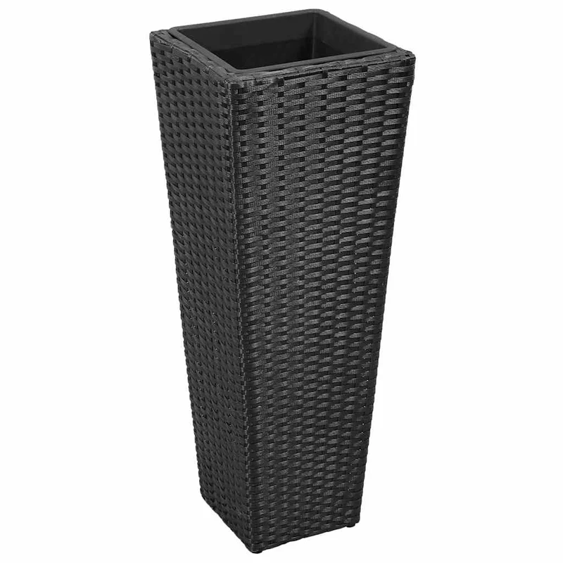Conjunto De Arriates De Ratán Sintético Negro 3 Piezas