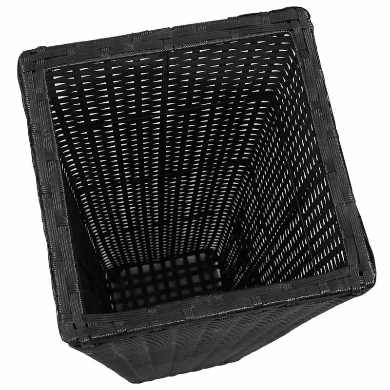Conjunto De Arriates De Ratán Sintético Negro 3 Piezas