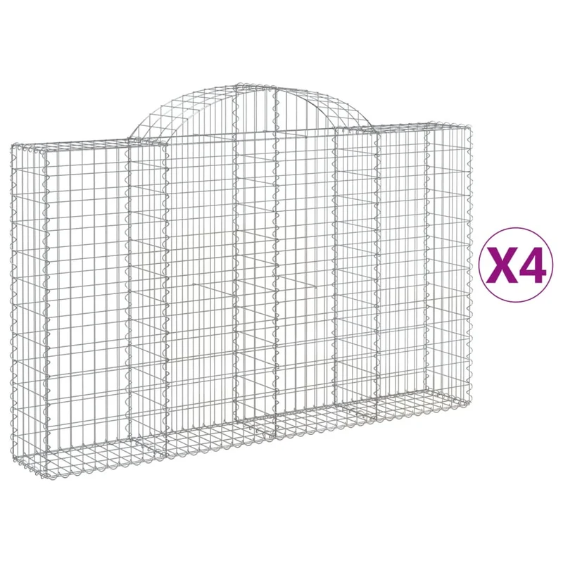 Cestas De Gaviones 4 Uds Forma De Arco Hierro 200x30x120/140 Cm