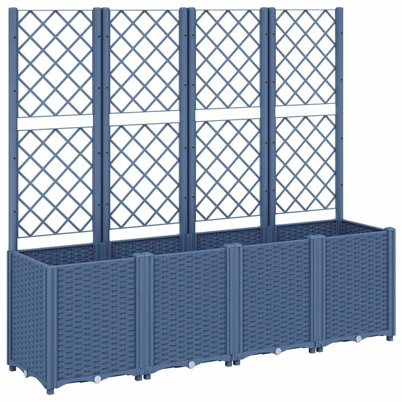 Jardinera Con Enrejado Pp Azul Gris 160x40x140 Cm