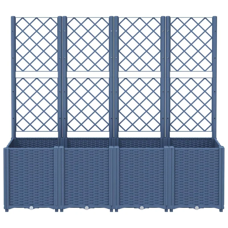 Jardinera Con Enrejado Pp Azul Gris 160x40x140 Cm