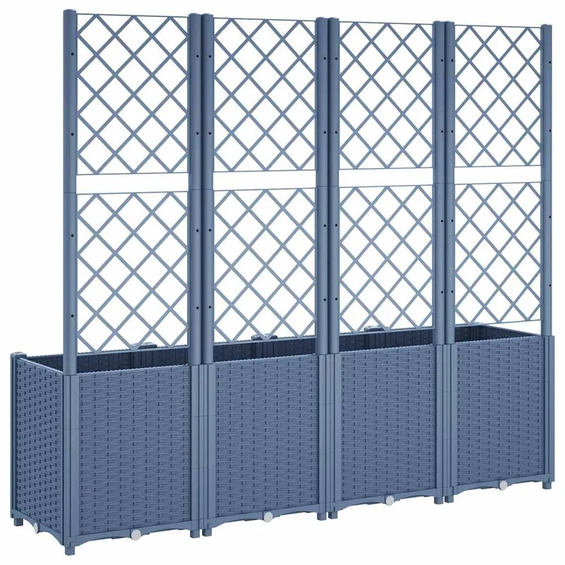 Jardinera Con Enrejado Pp Azul Gris 160x40x140 Cm