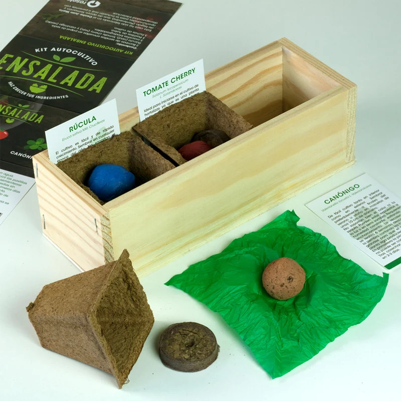 Kit Autocultivo Ensalada Rúcula, Tomate Cherry y Canónigos | Regalo Foodie - Resetea