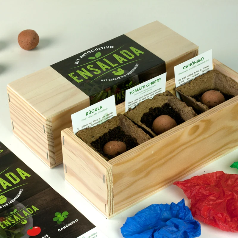 Kit Autocultivo Ensalada Rúcula, Tomate Cherry y Canónigos | Regalo Foodie - Resetea