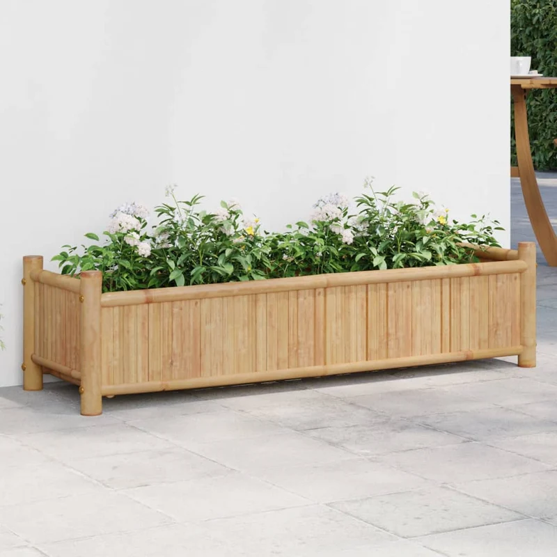 Jardinera De Bambú 100x30x25 Cm