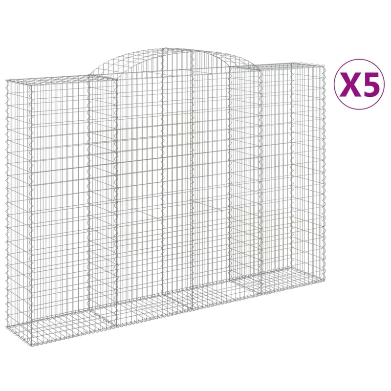 Cestas De Gaviones 5 Uds Forma De Arco Hierro 300x50x200/220 Cm