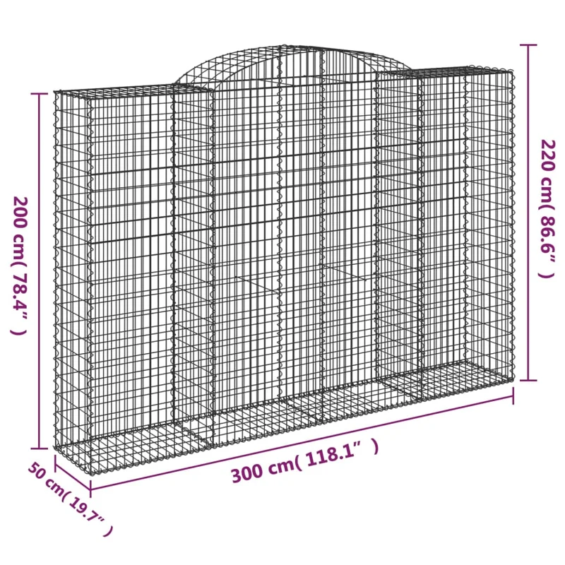 Cestas De Gaviones 4 Uds Forma De Arco Hierro 300x50x200/220 Cm