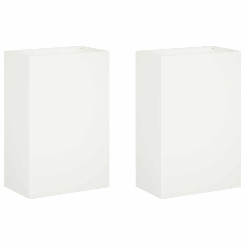 Macetero De Jardín 2 Uds. Blanco 40 X 30 X 75 Cm