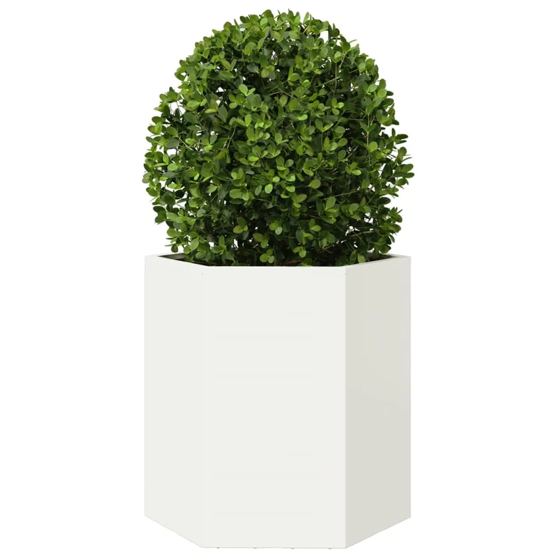 Jardinera Hexagonal Acero Blanco 46x40x45 Cm