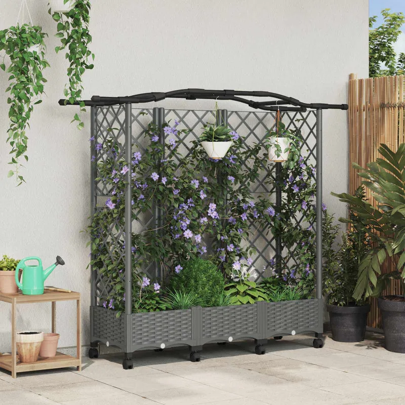 Cama Elevada Con Trellis Y Techo Gris Claro 163 X 40 X 129 Cm