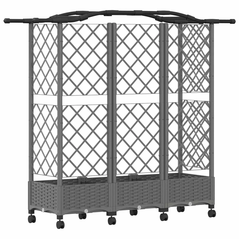 Cama Elevada Con Trellis Y Techo Gris Claro 163 X 40 X 129 Cm