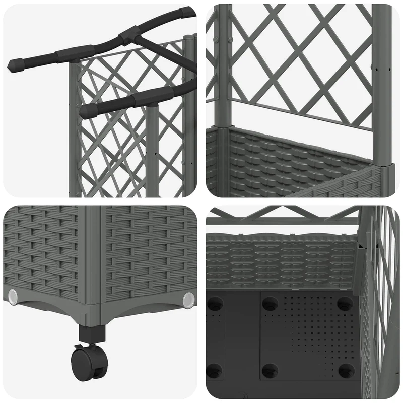Cama Elevada Con Trellis Y Techo Gris Claro 163 X 40 X 129 Cm