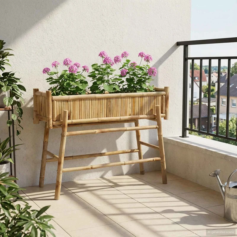 Jardín Macetero Con Soporte Natural 100 X 38 X 74 Cm Bambú