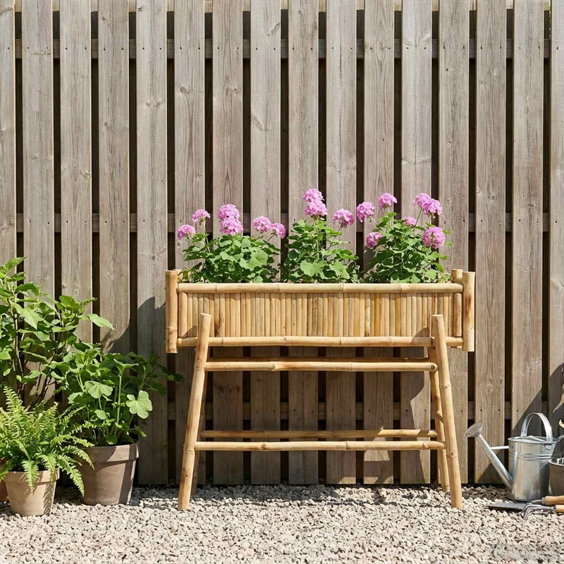 Jardín Macetero Con Soporte Natural 100 X 38 X 74 Cm Bambú