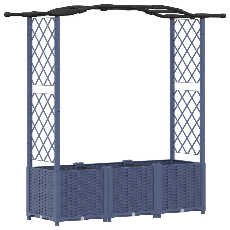 Cama Elevada Con Trellis Y Techo Gris 164 X 40 X 138 Cm Pp
