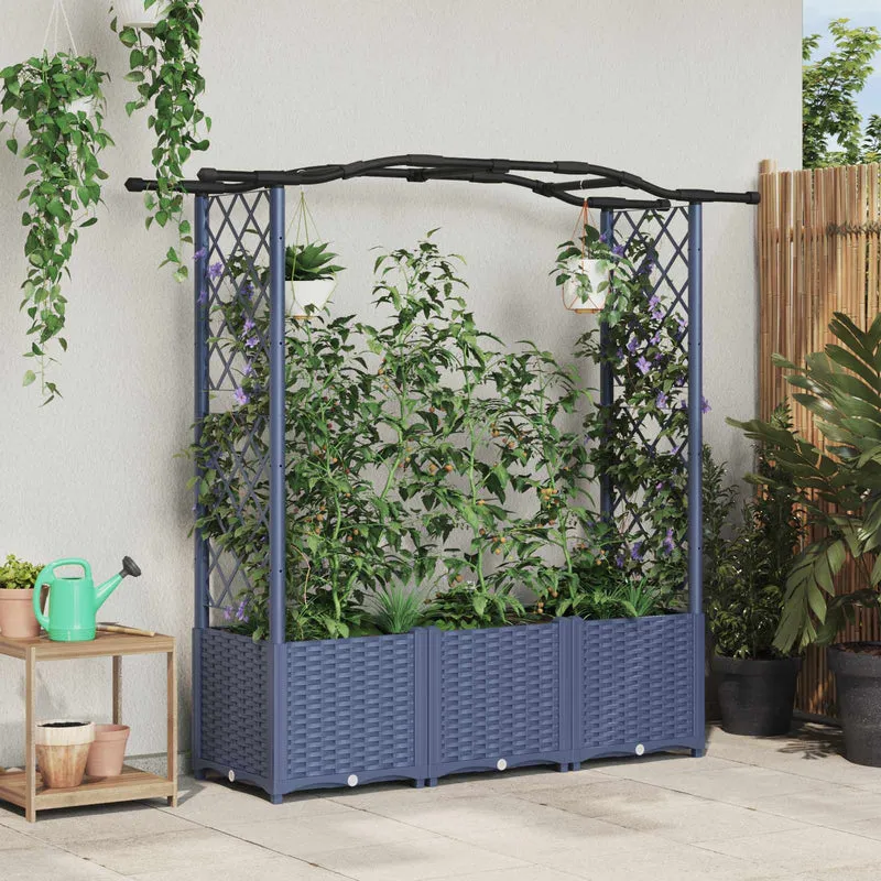 Cama Elevada Con Trellis Y Techo Gris 164 X 40 X 138 Cm Pp