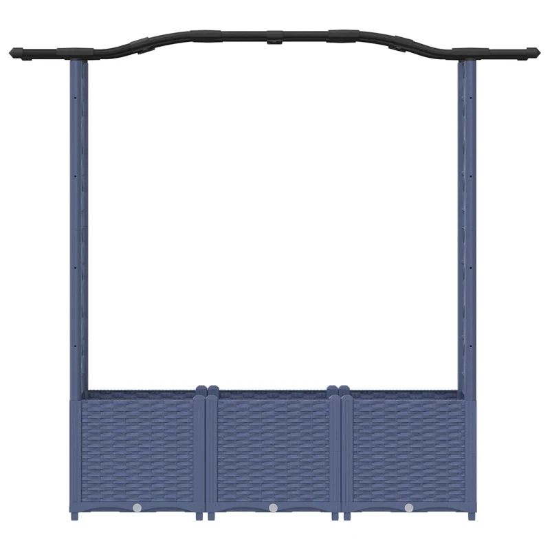 Cama Elevada Con Trellis Y Techo Gris 164 X 40 X 138 Cm Pp