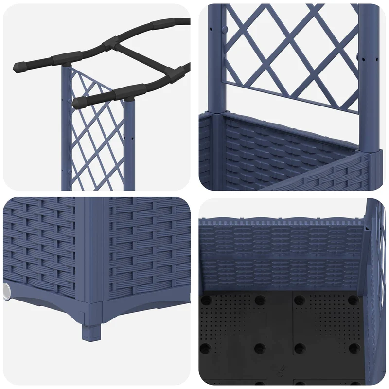 Cama Elevada Con Trellis Y Techo Gris 164 X 40 X 138 Cm Pp